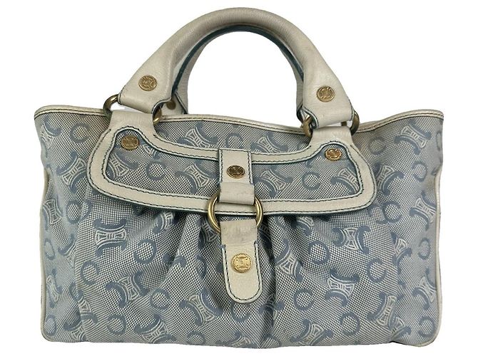 Céline Bolso de mano de algodón azul Celine Boogie