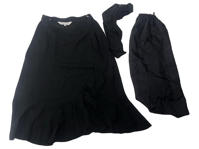 Falda de seda negra Dior Negro