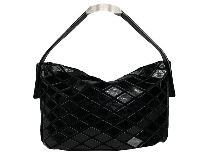 Bolsa de couro preta Pleats Please Preto