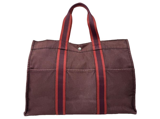 Bolsa de viaje de algodón burdeos de Hermès