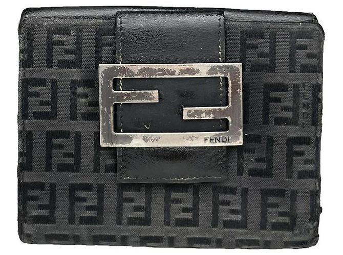 Cartera de algodón negra Fendi Baguette