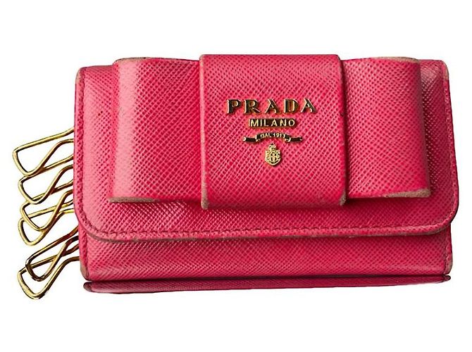 Bow Bolsa de couro rosa Prada