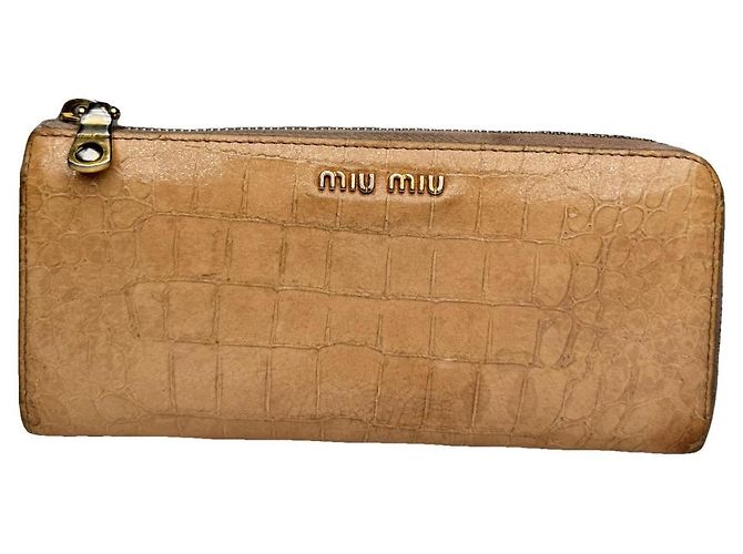 Cartera de cuero marrón Miu Miu Castaño