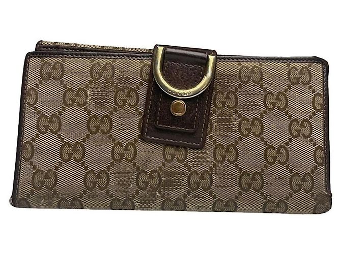 Portefeuille en coton beige Gucci Horsebit 1955