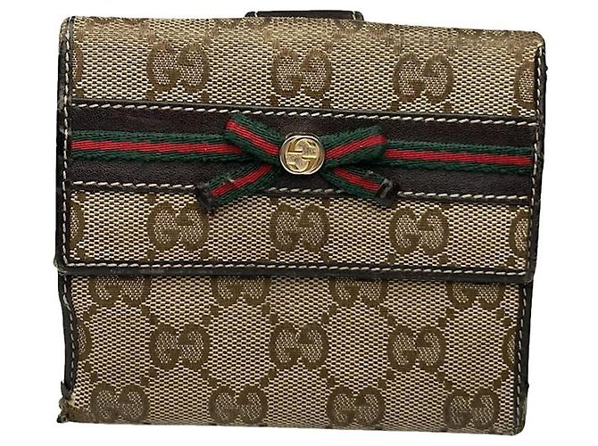 Cartera de cuero beige entrelazada de Gucci