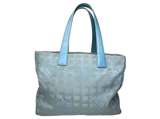 Borsa a mano in poliestere blu Chanel Cambon
