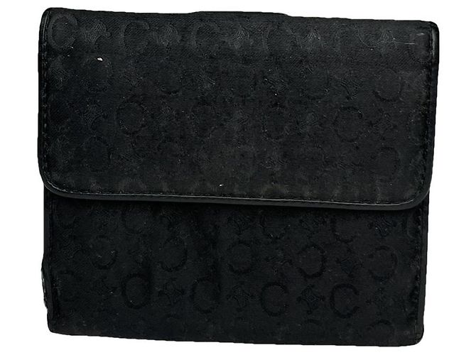 Céline Celine Triomphe Black Leather Wallet