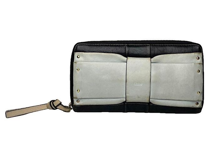 Portefeuille en cuir noir Chloé Tess