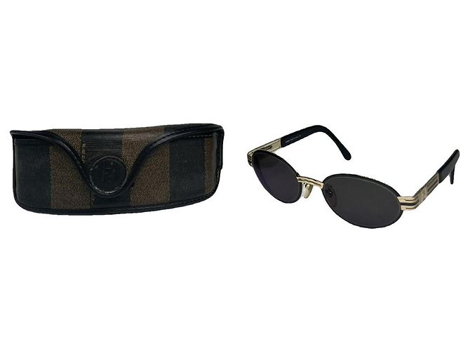 Fendi schwarze Metallsonnenbrille