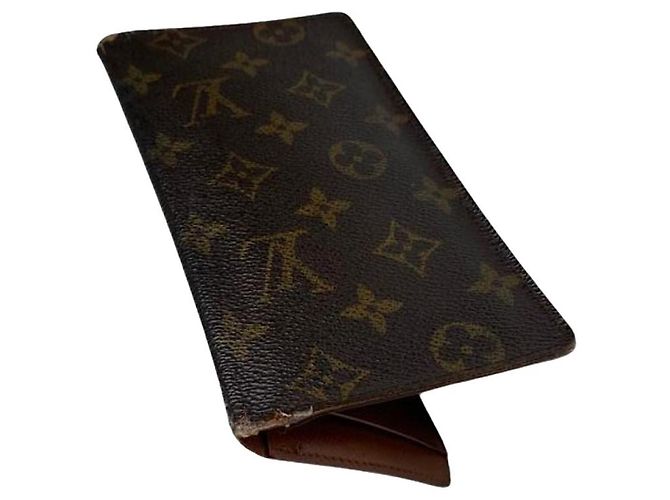 Funda de pasaporte Louis Vuitton de cuero marrón Castaño