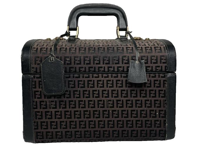 Bolsa de viagem de couro marrom Fendi Baguette