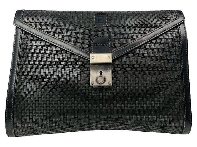 Bally schwarze Leder-Clutch