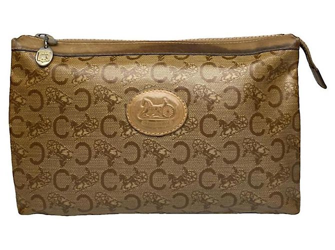 Céline Celine Triomphe Vintage Braune Leder Clutch Tasche
