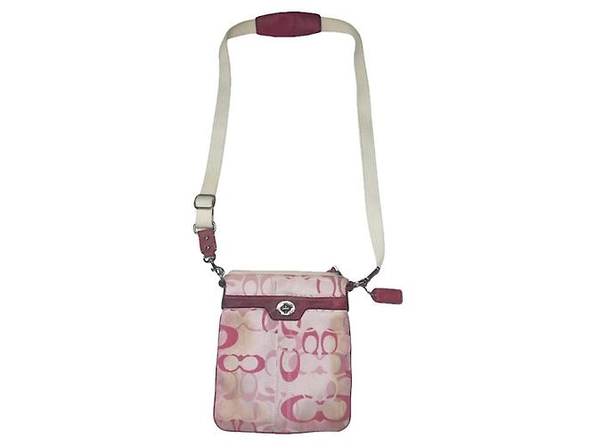 Bolsa de mão de algodão rosa Sufflette Signature da Coach