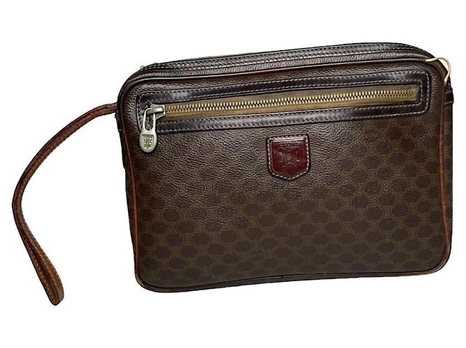 Céline Clutch in pelle marrone vintage Celine Triomphe