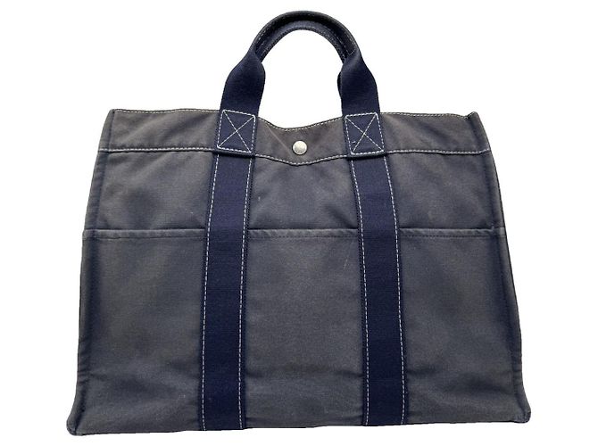 Bolsa de mão de algodão azul Hermès