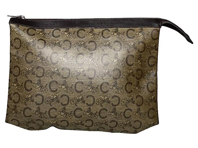 Céline Celine Triomphe schwarze Leder-Clutch
