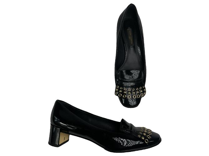 Louis Vuitton Upper Case Black Patent Leather Flat