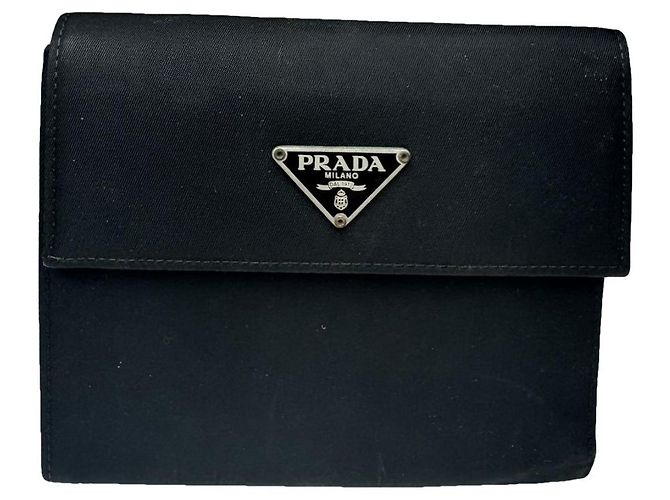 Portafoglio in pelle nera Prada Tessuto Nero