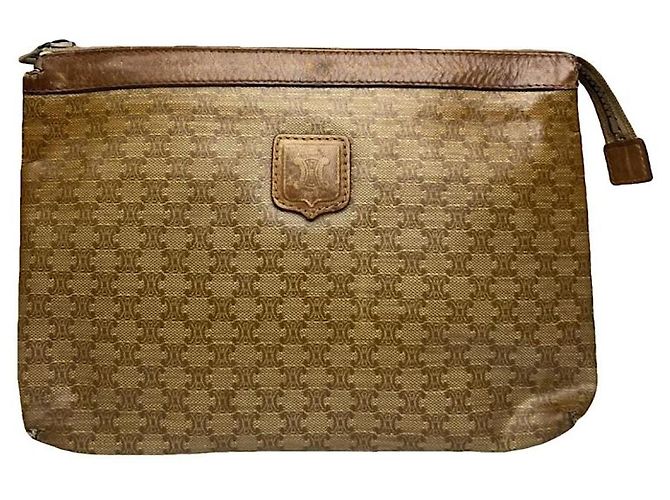 Céline Clutch in pelle marrone vintage Celine Triomphe
