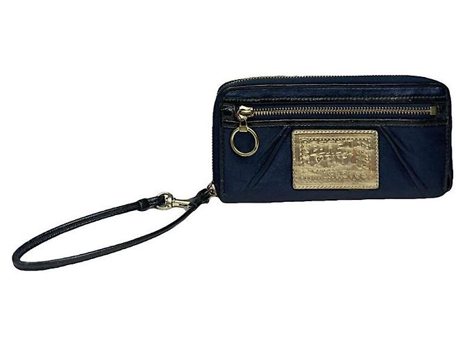 Coach Navy Cotton Wallet Navy blue