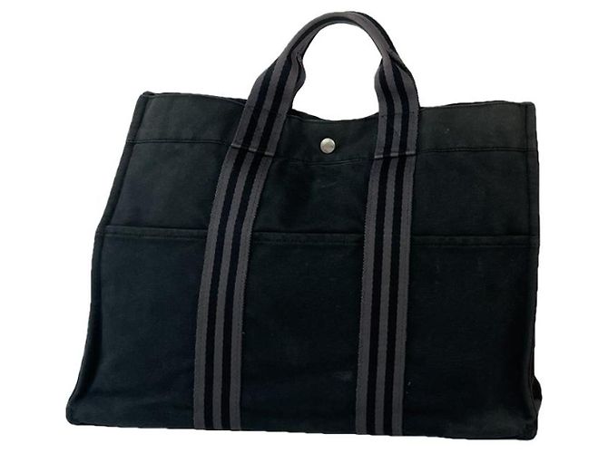 Borsa a mano in cotone nero Hermès