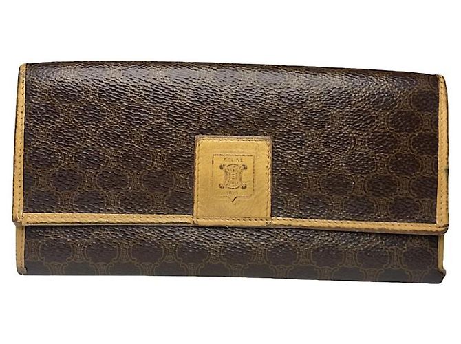 Céline Celine Triomphe Vintage Brown Leather Wallet