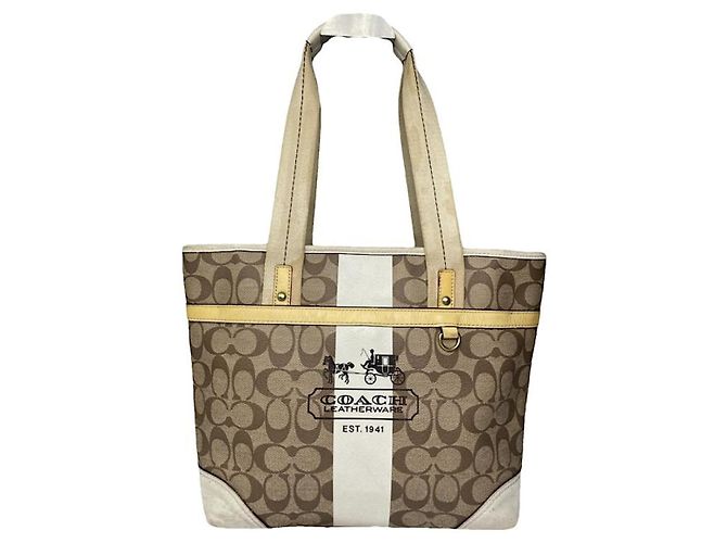 Sac à main en cuir marron Sufflette Signature de Coach