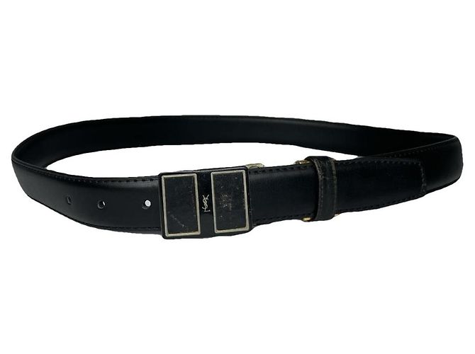 Yves Saint Laurent schwarzer Ledergürtel 