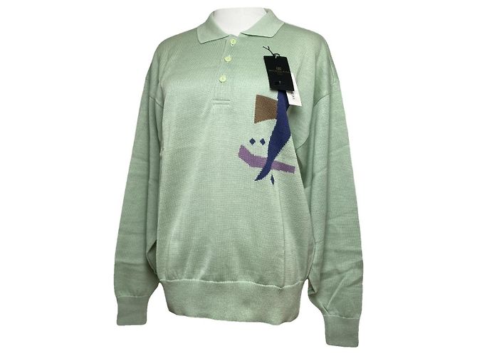 Balenciaga grüner Leinenstrickpullover & Sweatshirt