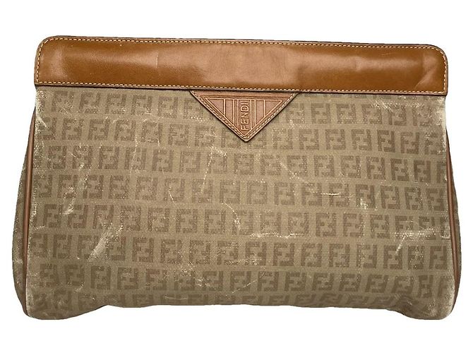 Clutch in cotone marrone Fendi Baguette