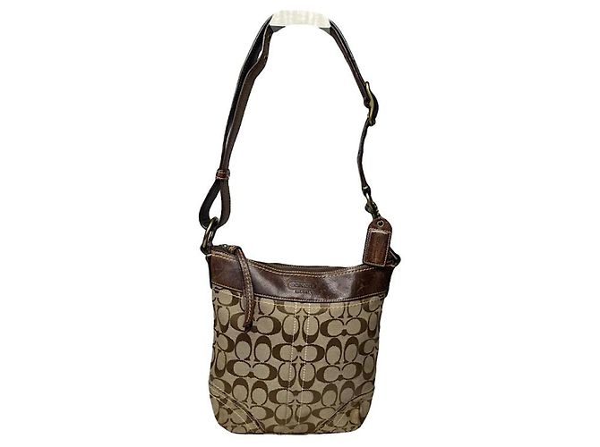 Coach Signature Sufflette Beiger Lederhandtasche