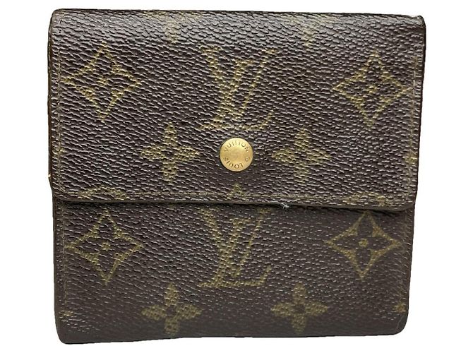 Carteira de couro marrom Louis Vuitton Flore