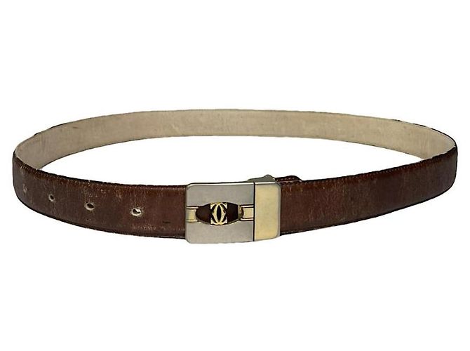 Cinturón de cuero marrón Cartier Castaño