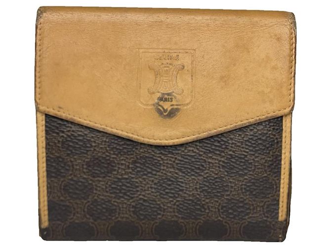 Céline Celine Triomphe Brown Leather Wallet