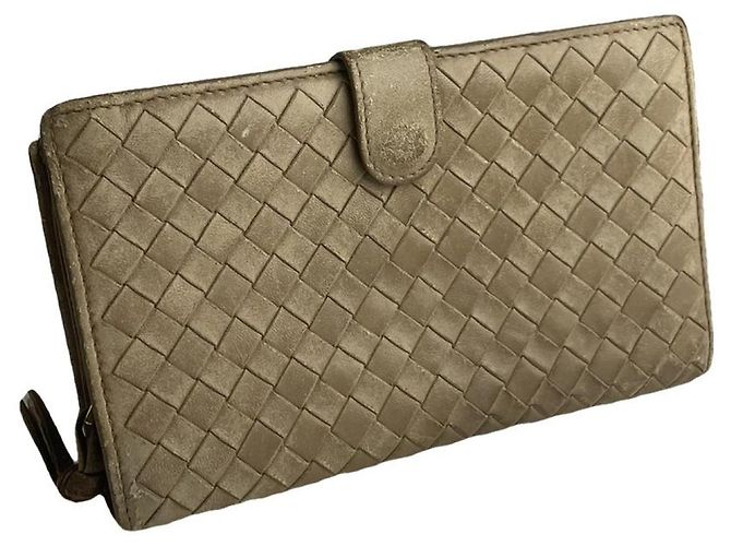 Cartera de cuero beige Bottega Veneta
