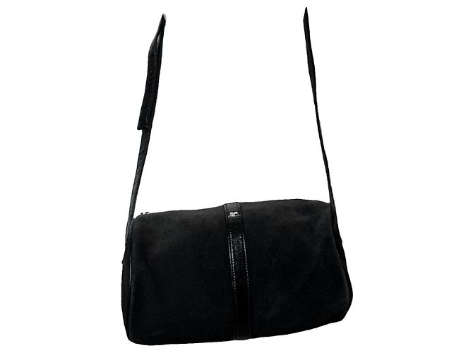 Courreges Bolsa de couro exótico preto Courrèges