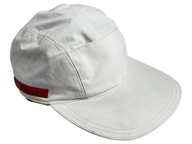 Prada White Polyester Hats & Pull On Hat 