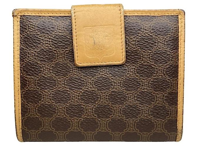 Céline Celine Triomphe Vintage Brown Leather Wallet