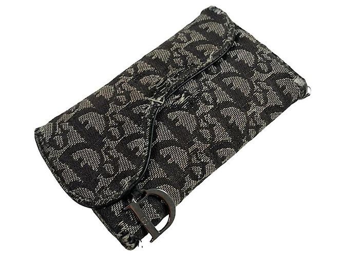 Cartera de algodón negro Dior Saddle