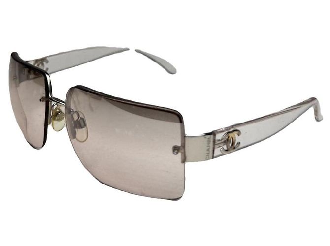 Chanel Silver Plastic Sunglasses Silvery