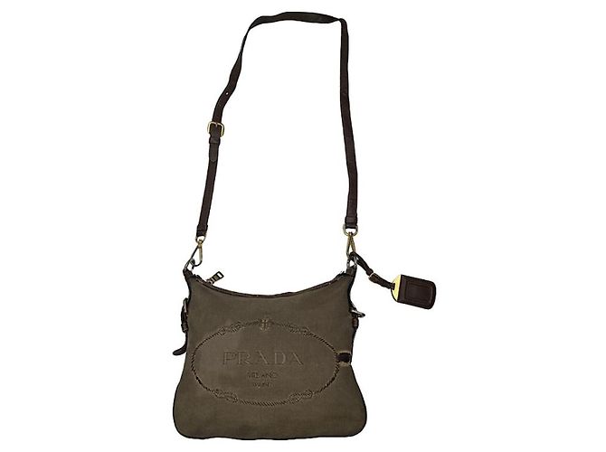 Bolso de mano de algodón verde Prada Plexi
