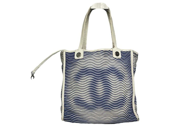 Bolso de mano de algodón blanco Chanel Deauville