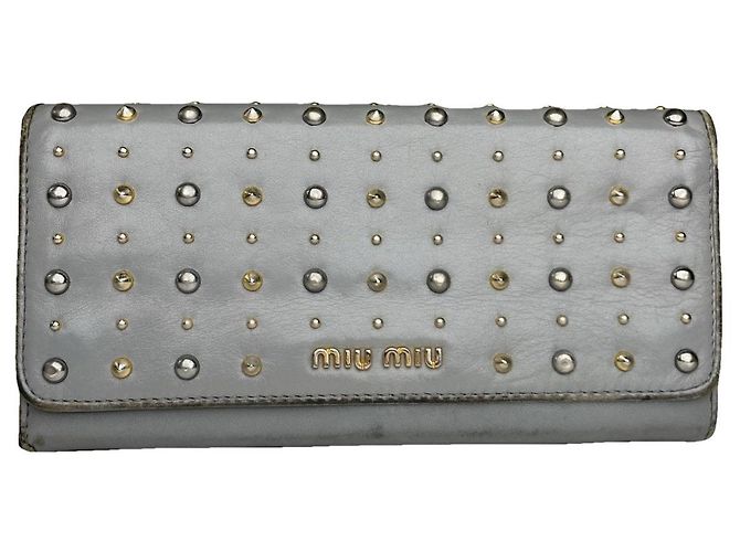 Miu Miu Silver Leather Wallet Silvery