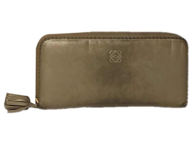 Carteira de couro bege Loewe Puzzle