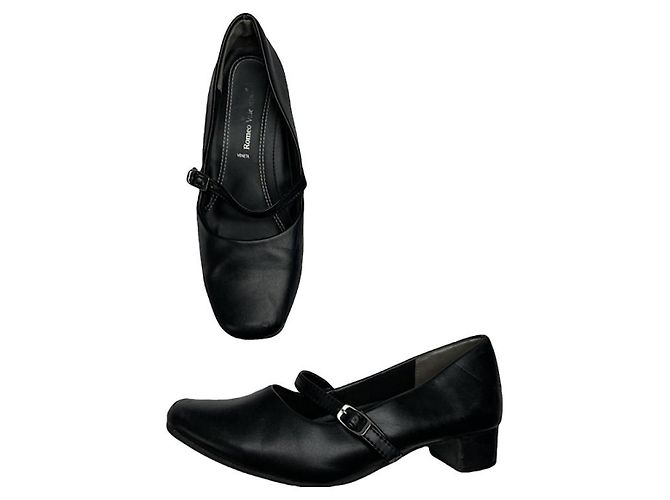 Autre Marque Non Signé / Unsigned Black Leather Heel