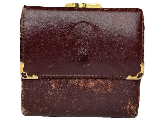 Billetera de cuero burdeos Cartier