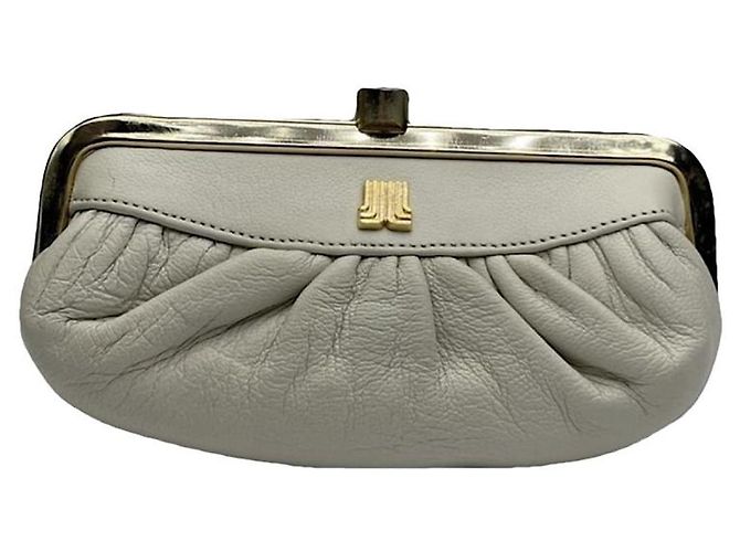 Bolso de cuero plateado Lanvin Plata