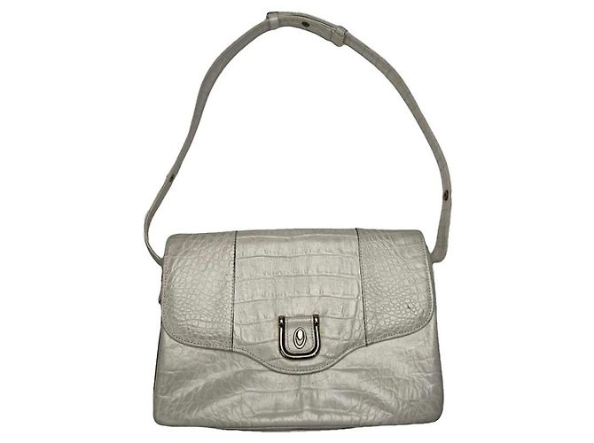 Autre Marque Sac à main en cuir blanc non signé