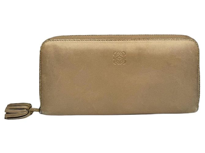 Carteira de couro bege Loewe Puzzle